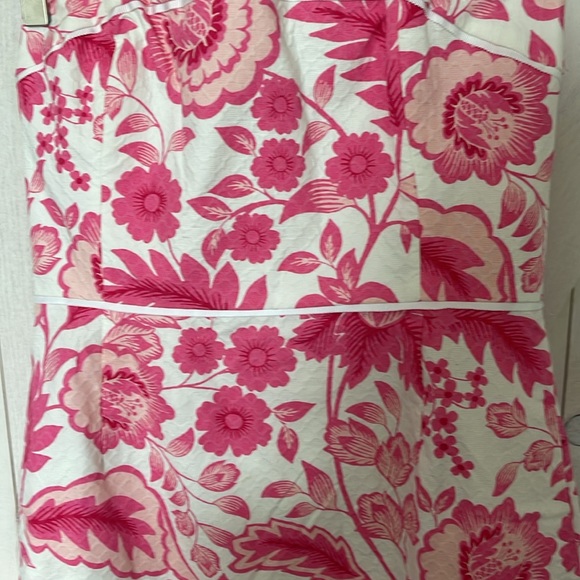 SOUTHERN TIDE strapless pink white dress pockets size 6 small floral rush - Picture 4 of 9